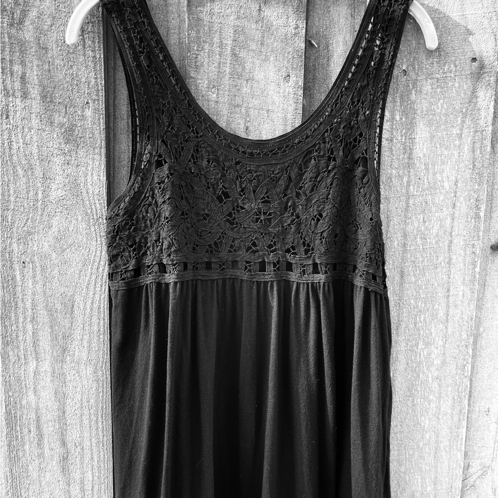 Theory Cotton Crochet Boho 2 piece Black  Sundress